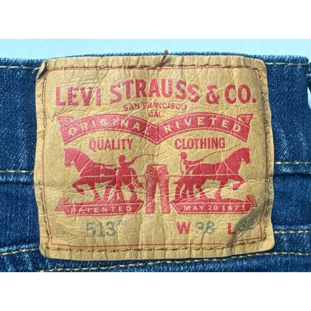 Levi's‎ 513 Men's Slim Straight Leg Stretch Blue Jeans - Size 38x32 (38x31)